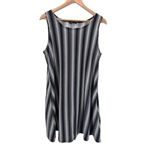 Hemish USA XL Black White Stripe Dress Abstract Print Mod Geometric Minimalist